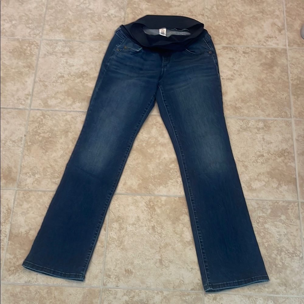 a:Glow Size 4‎ Maternity Blue Boot Cut Jeans with Dimensional Wash
